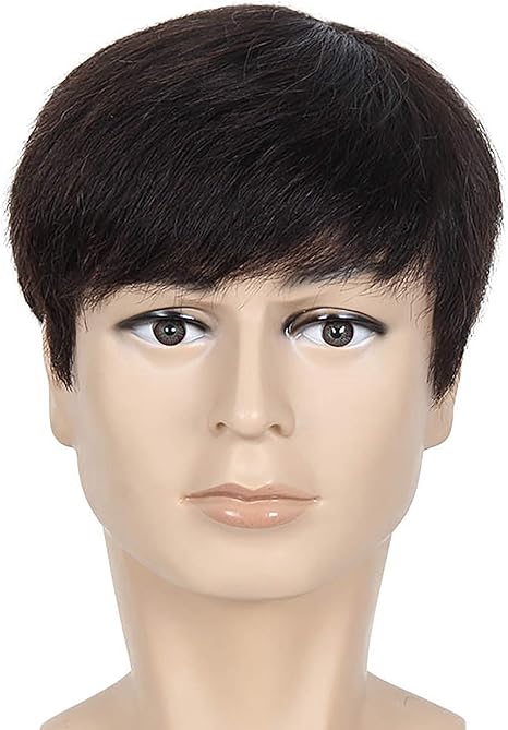Amazon Co Jp 自然なストレートの男性の短いかつらの高温繊維の黒人男性の男性の合成ヘアピースのビジネス 中年の男性 ホーム キッチン
