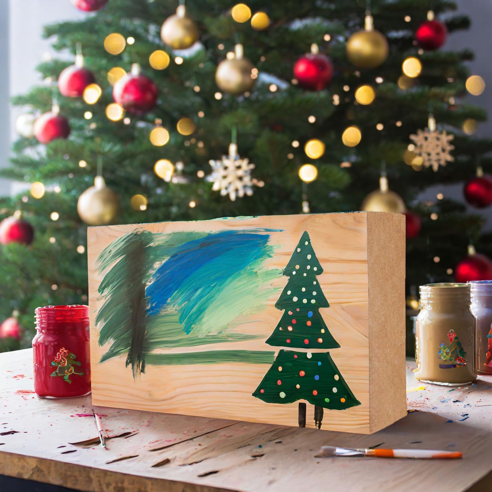 Bright Creations Unfinished MDF Wooden Boards for Crafts - 1 Inch Thick Rectangle Wooden Blocks (5 x 3 Inches Wood Block) - Pack of 4