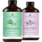 Handcraft Blends Relaxing Air Set: Lavender and Eucalyptus Essential Oils &ndash; (2 x 4 Fl Oz) &ndash; 100% Pure &amp; Natural &ndash; for Diffuser, Aromatherapy, and DIY Projects
