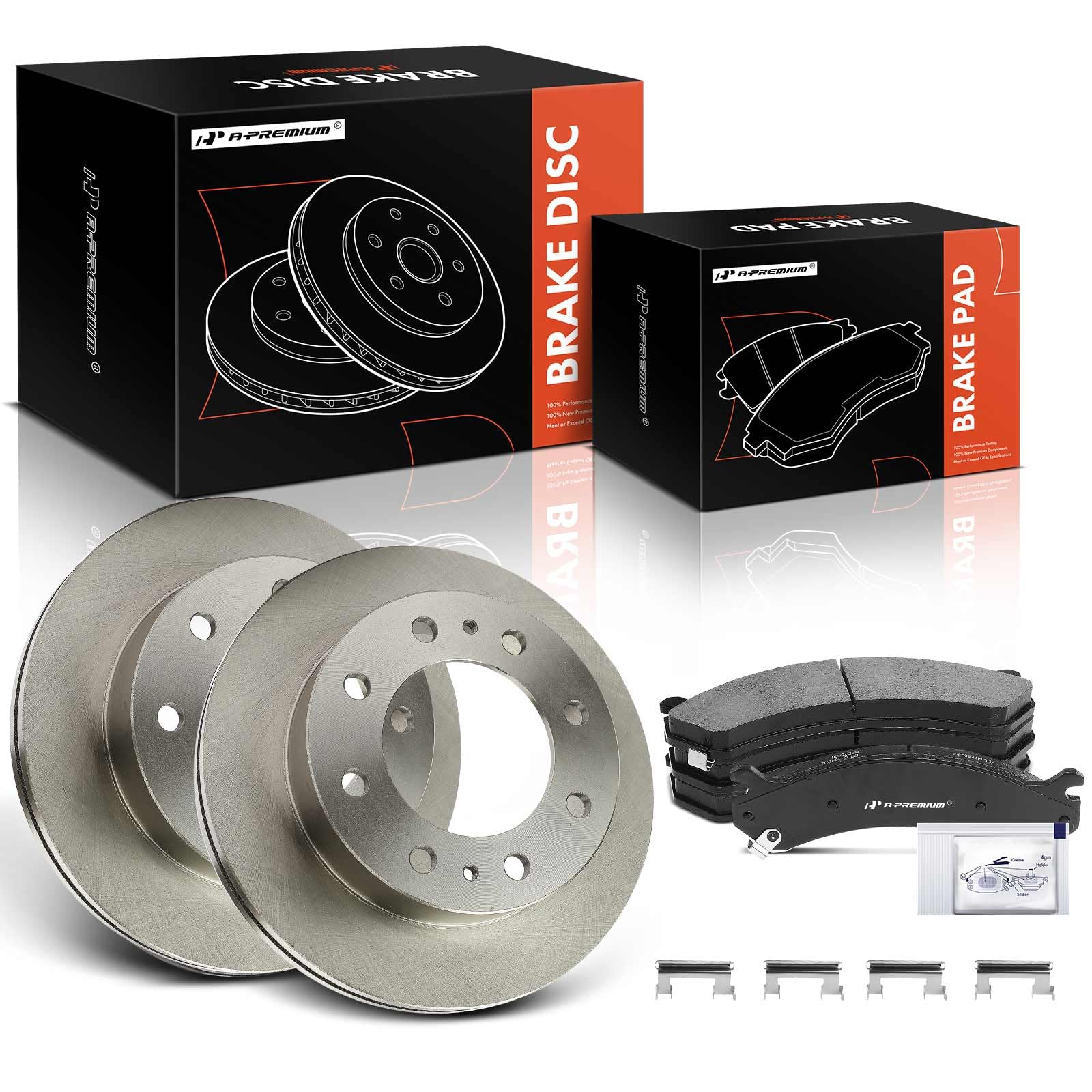 Photo 1 of ******************missing pad clips******************
A-Premium 12.79 in (324.9 mm) Front Vented Disc Brake Rotors + Ceramic Pads Kit Compatible with Select Chevrolet & GMC Models - Silverado 3500 3500 HD, Express 4500, Sierra 3500, Savana, 6-PC Set