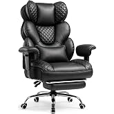 COMHOMA Big and Tall Office Chair with Upgrade Footrest, Heavy Duty Gaming Chair High Back Executive Chair with Spring Lumbar Support for Lower Back Pain Relief, 150&deg;Reclining Adjustable Armrests