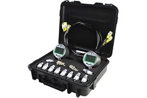 SINOCMP Digital Pressure Gauge Kit with Test Hoses Couplings, Hydraulic Gas Water Pressure Test Kit with Backlight Set (16MPA 70Mpa 3 Hoses 12 Couplings)