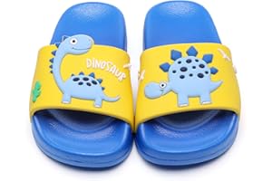 MEMON Toddler Little Kids Dinosaur Beach/Pool/Shower Slides/Anti-Skid Home Bath Slippers/Cute Summer Outdoor Shoes for Girls and Boys