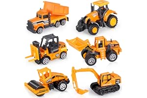 Oriate Construction 6PCS/Set diecast car, Including bulldozers, Forklift, Excavator & Other Educational Indoor & Outdoor Toy Cars, mini car Models for Boys and Girls 3 Years Old Birthday Gifts
