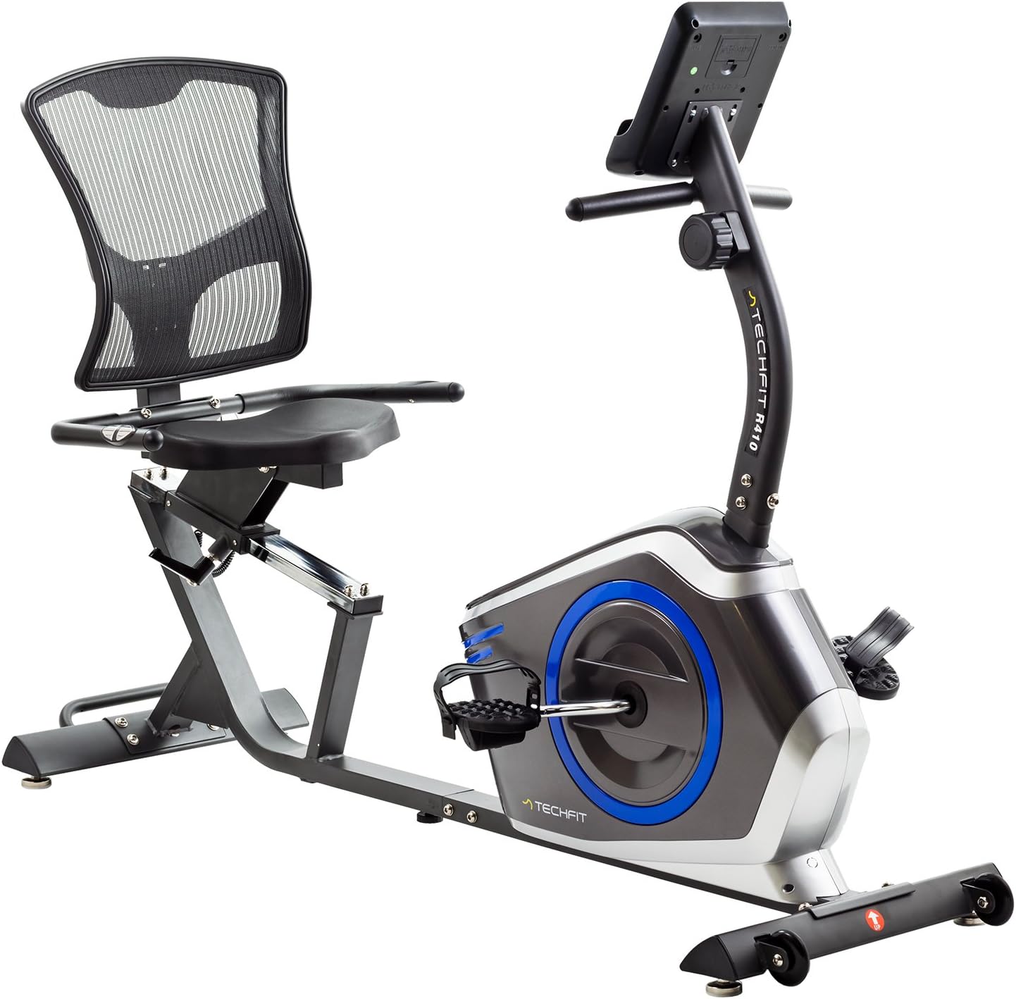 TechFit R410 Recumbent Exercise Bike, Ideal Recovery Workout at Home, Adjustable Seat, Pulse Sensors LCD Monitor