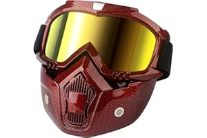 GGBuy Motorcycle Helmet Riding Goggles Glasses With Removable Face Mask,Detachable Fog-proof Warm Goggles Mouth Filter Adjustable Non-slip Strap Vintage Bullet Fight Motocross
