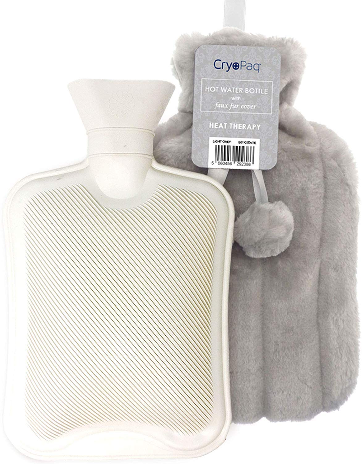 Plain Grey Furry Hot Water Bottle