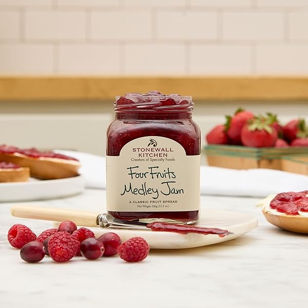 STONEWALL KITCHEN FOUR FRUITS MEDLEY JAM, 11.5 OZ (FORMERLY CHERRY BERRY QUARTET JAM)