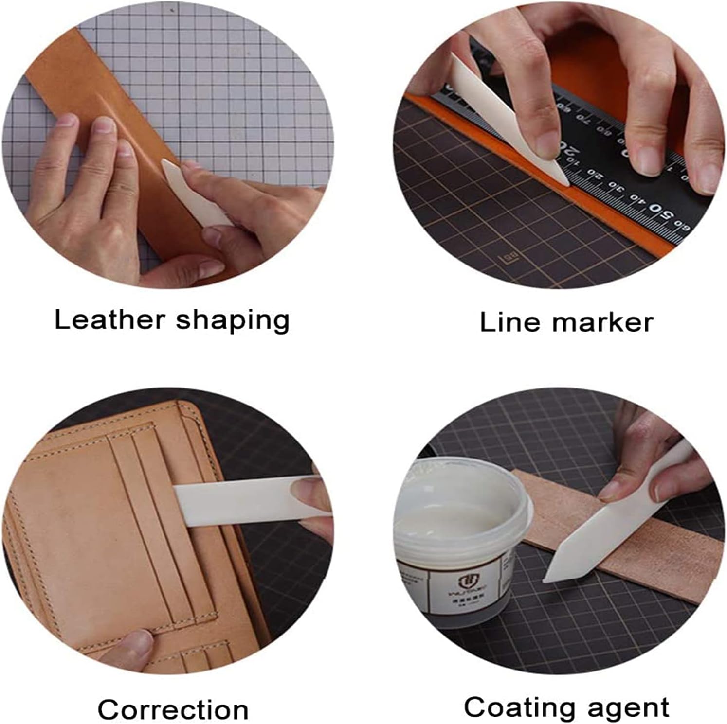 AQSXO Bone Folder Tool, Bone Paper Creaser Scoring, for DIY Handmade Leather Burnishing Bookbinding Cards and Paper Crafts, 6Pcs.