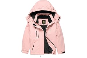 Keevoom Girl's Ski Jacket Winter Warm Thick Snow Coat Windproof Kids Outdoor Hooded Jackets