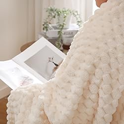Puncuntex Cream White Throw Blanket 60"×80" inches