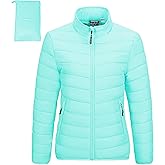 Outdoor Ventures Women's Packable Full-Zip Short Puffer Jacket Insulated Quilted Warm Lightweight Winter Coat