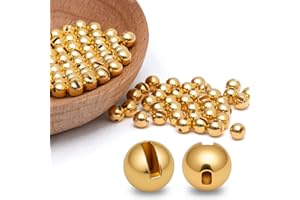 Gainfite 50pcs Slotted Tungsten Beads for Fly Tying, 3 Colors/13 Sizes (1.5-6.4mm) - Fast Sinking Fishing Beads for Nymphs, Wooly Buggers, Fly Tying Materials Beads