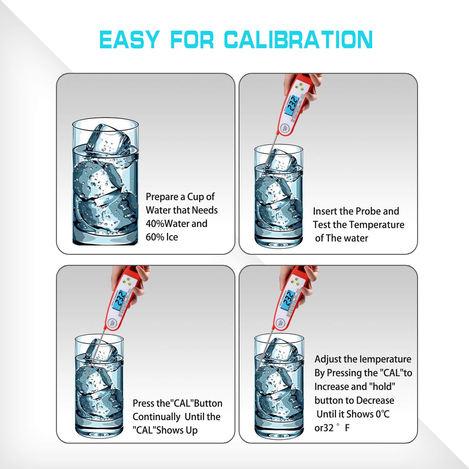 Austruke Instant Read Meat Thermometer-Waterproof Digital Meat Thermometer Super Fast Instant Read Thermometer with Backlight & Calibration. For Food, Candy, Milk, Tea, BBQ, Grill Smoker.