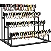 ORLESS 4 Tier Bracelet Holder, Detachable Velvet Jewelry Display Stand, T-Bar Necklace Storage Organizer Display Stand, Metal Bracelet Holder Display for Bangles Watch Bracelets Scrunchies(Black)