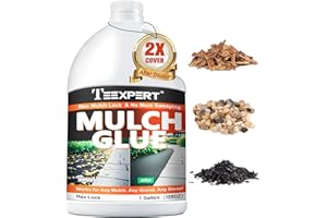 TEEXPERT Mulch Glue, 128OZ Rock Glue for Landscaping, Strong Pea Gravel Binder Stabilizer, Max Mulch Lock Anchor Spray, Safe Landscape Adhesive for Garden Border Decor Dries Clear