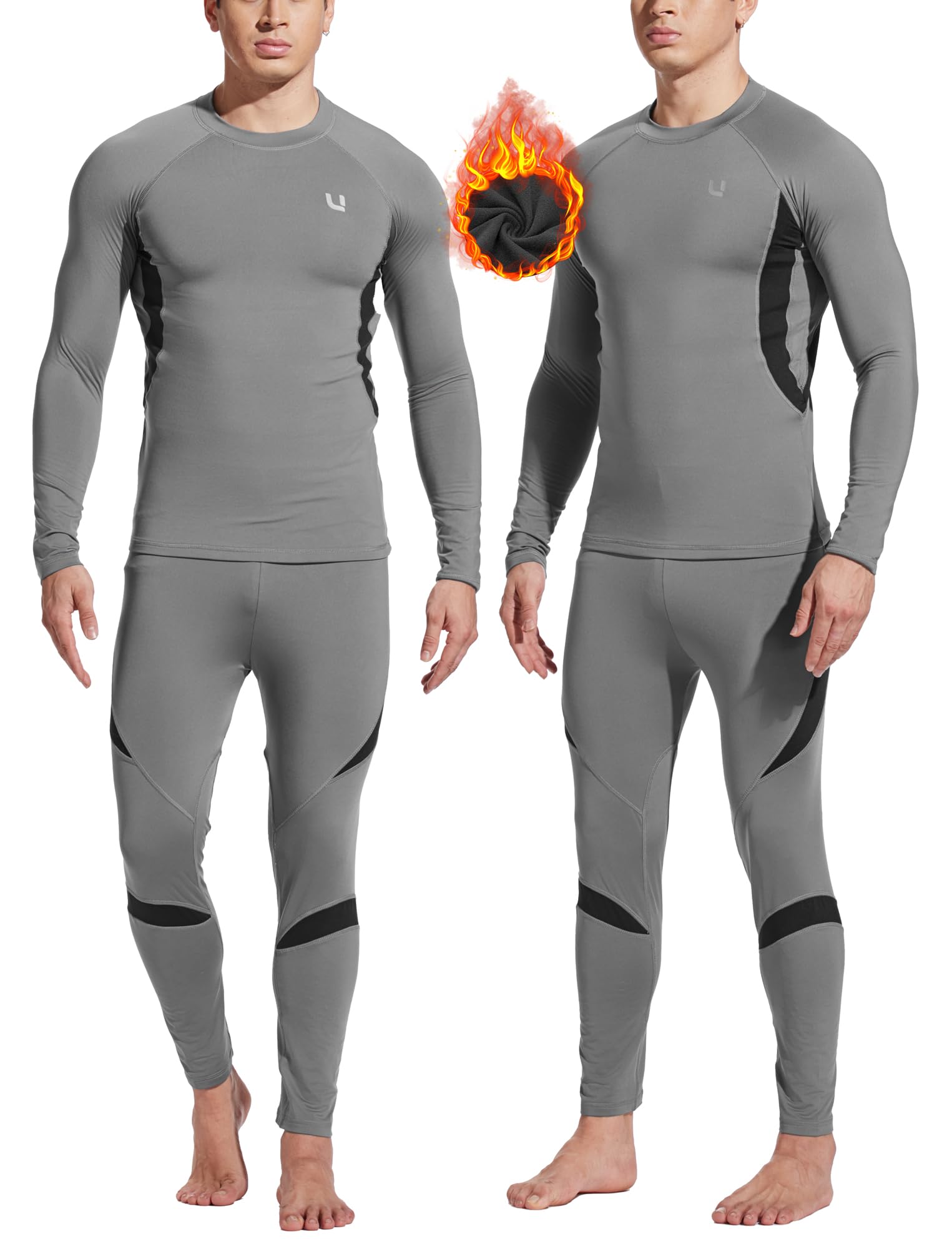 UNIQUEBELLA Men's Thermal Underwear Sets Top & Long Johns Fleece Sweat Quick Drying Thermo Base Layer Image