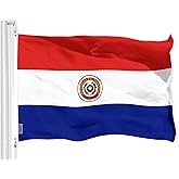 G128 Paraguay Paraguayan Flag | 3x5 Ft | LiteWeave Pro Series Printed 150D Polyester | Country Flag, Indoor/Outdoor, Vibrant Colors, Brass Grommets, Thicker and More Durable Than 100D 75D Polyester
