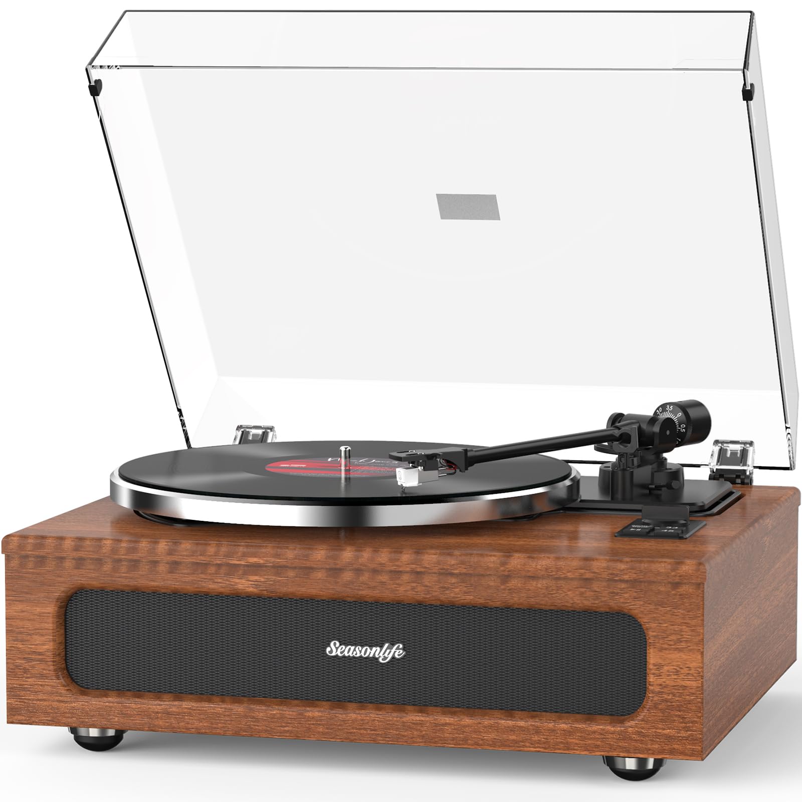Photo 1 of Record Player Turntable for Vinyl Records Built-in 4 Stereo Speakers All in 1 Vinyl Player Belt Drive Turn Table MM Cartridge ATN-3600L Stylus 33 45 Speed BT Wireless High Fidelity Classic Brown