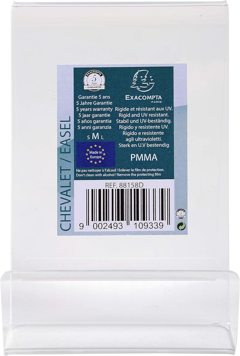 Exacompta - Ref 88158D - Medium Book / Display Easel - 75 x 100 x 100mm in Size, Suitable for Leaflets or Books, PMMA (Acrylic) Material - Clear Transparent