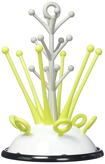 BEABA Bottle Drying Rack for 6 bottles and parts, Neon