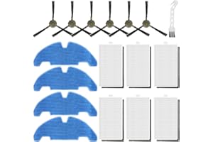 Odashen 17 Pack Replacement Accessories Kit for Lefant M330 Pro Vacuum Cleaner, 6 Side Brush, 6 HEPA Filter, 4 Mop Pads, 1 Cleaning Brush
