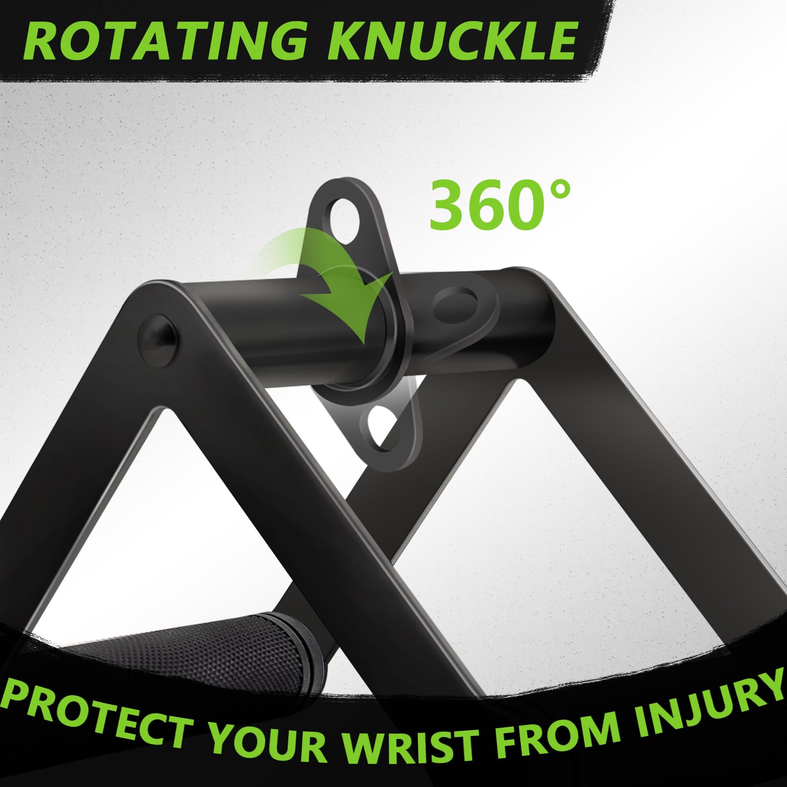 Double D Row Handle Cable Attachment for Weight Workout, Steel with Non-Slip Rubber Grip (Black)