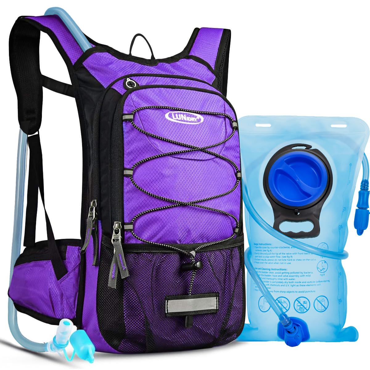 Lunidry Hydration Backpack with 3L Water Bladder, 15L Running Hydration Backpack for Men & Women, Lightweight Leakproof Water Rucksack Mountain Bike Hydration Bag Pack for Outdoor Cycling Hiking