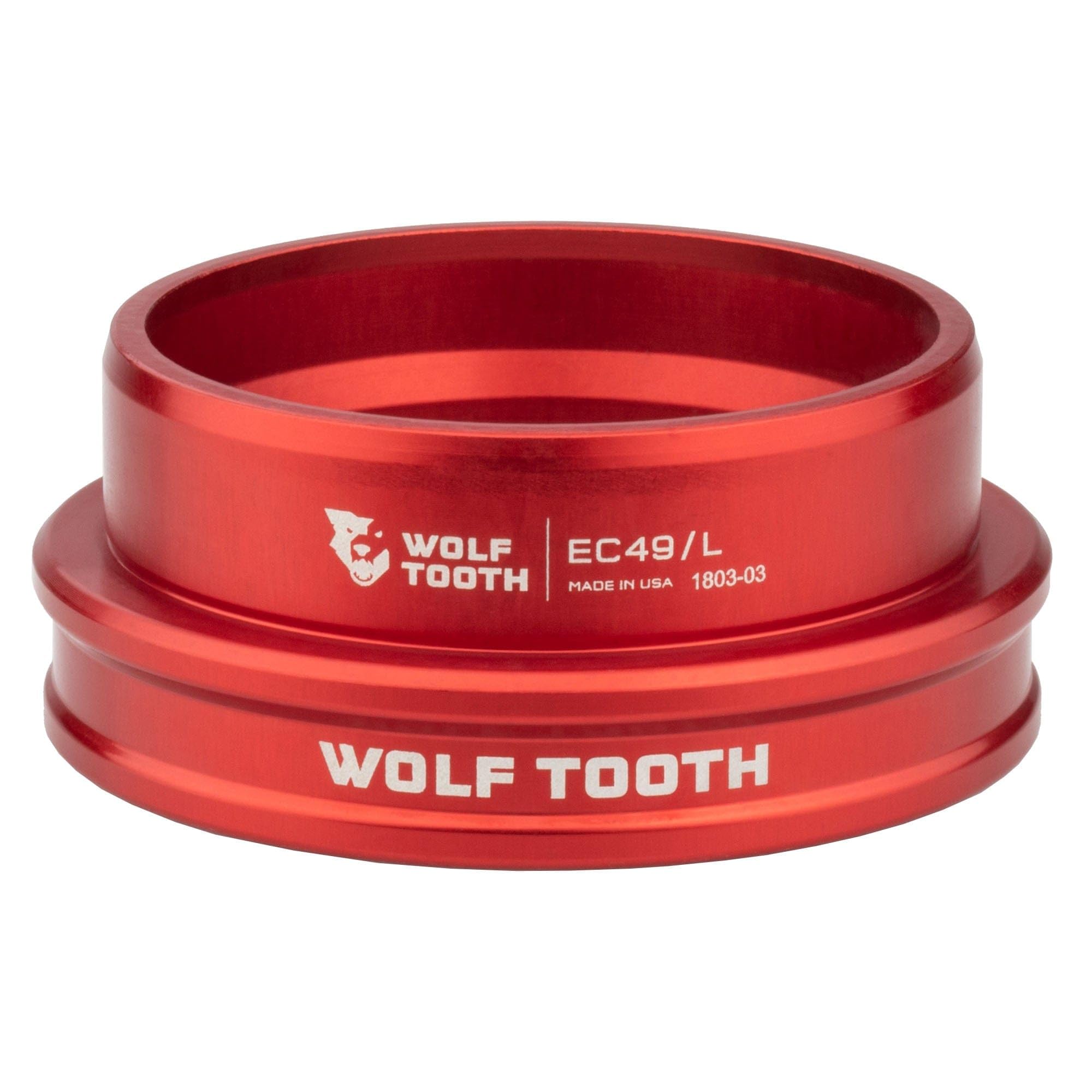 Wolf Tooth Performance EC49/40 Lower Headset Red | Lightweight Aluminium Headset Stainless Steel Bearings Wide Colour Range