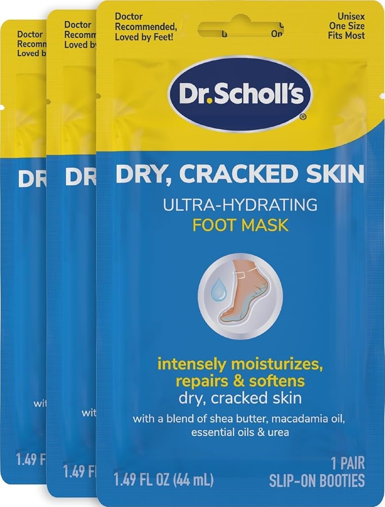 Dr. Scholl's Cracked Skin, Ultra Hydrating Foot Mask, 3 Pairs Moisturizing Socks: Intensely Moisturizes Repairs and Softens R