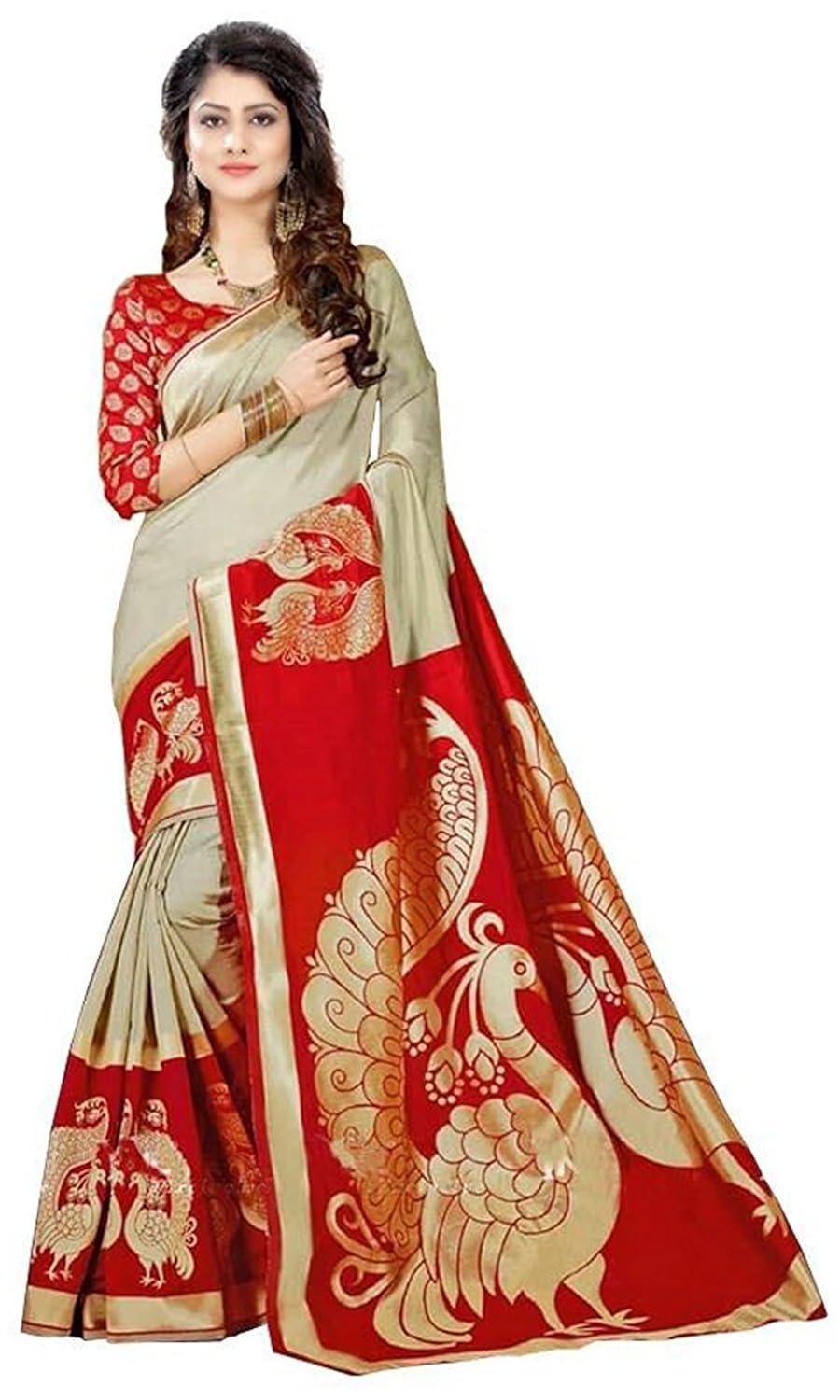 rensila fab women's bhagalpuri art silk saree ( rmm_nilkanth red_red_free size )