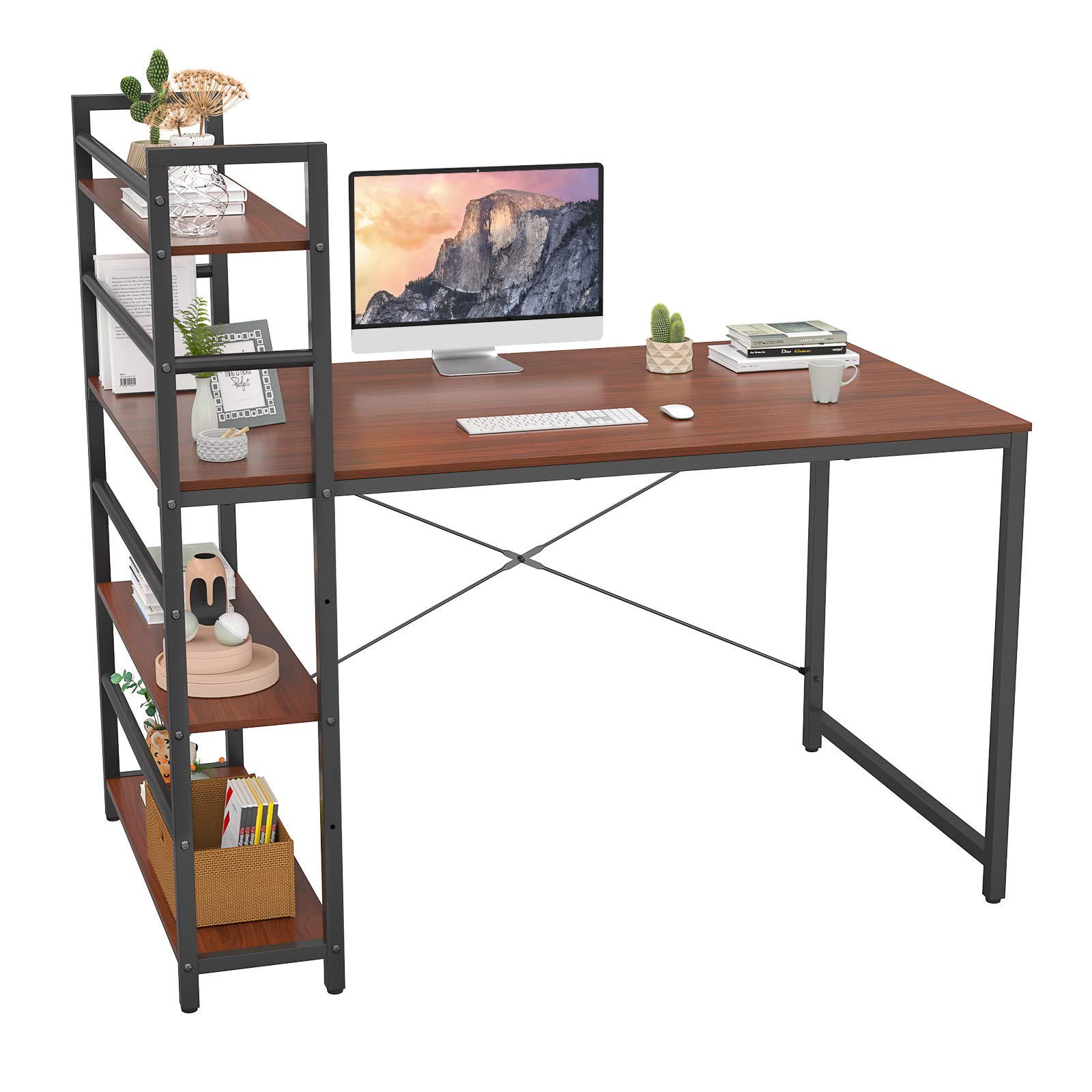 Buy Homfio Computer Desk with Shelves, 47 inch Modern Writing Study
