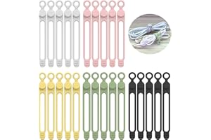 [25Park]UMUST Silicone Cable Ties,Reusable Cable Management Organizer,Cable Straps,Cord Ties,Multipurpose Elastic Cord Organizer for Bundling and Fastening Cable Cords Wires(Multi -colored)