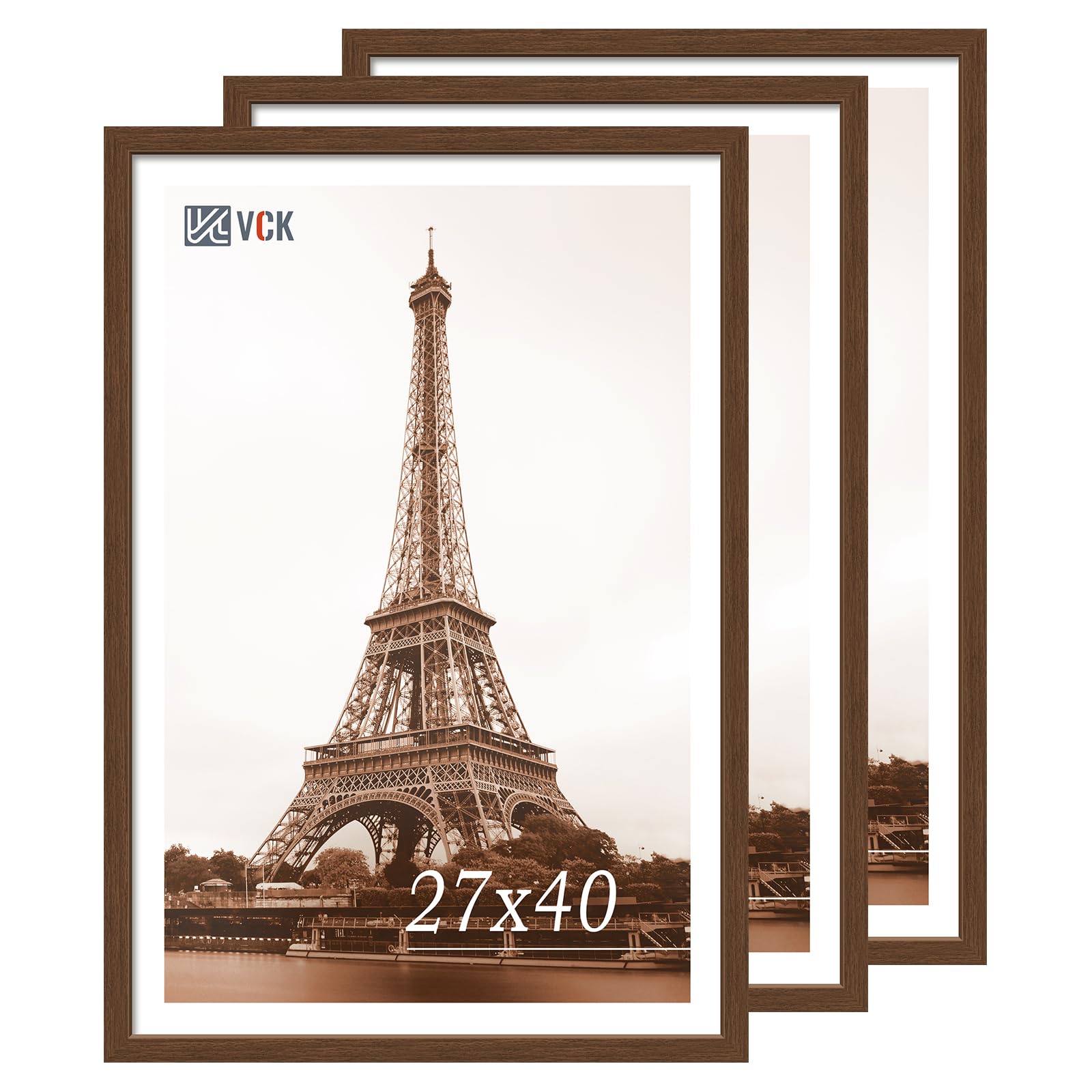 VCK 27x40 Brown Poster Frame 3 Pack, Wood Picture Frame with Exclusive Wood Grain, Wall Mounting Hanging Image VCK 27x40 Brown Poster Frame 3 Pack, Wood Picture Frame with Exclusive Wood Grain, Wall Mounting Hanging Image