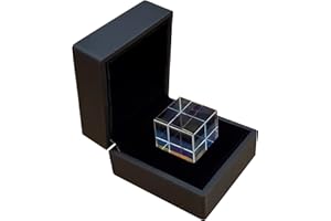 Labnique 25 mm Glass Cube Prism, RGB Dispersion Prism, X-Cube, Dichroic Cube with Hinged Gift Box, for Teaching of Optics, Photo Effects, and Decoration