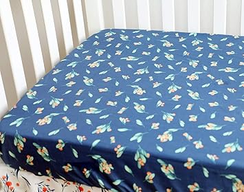 blue floral crib sheet