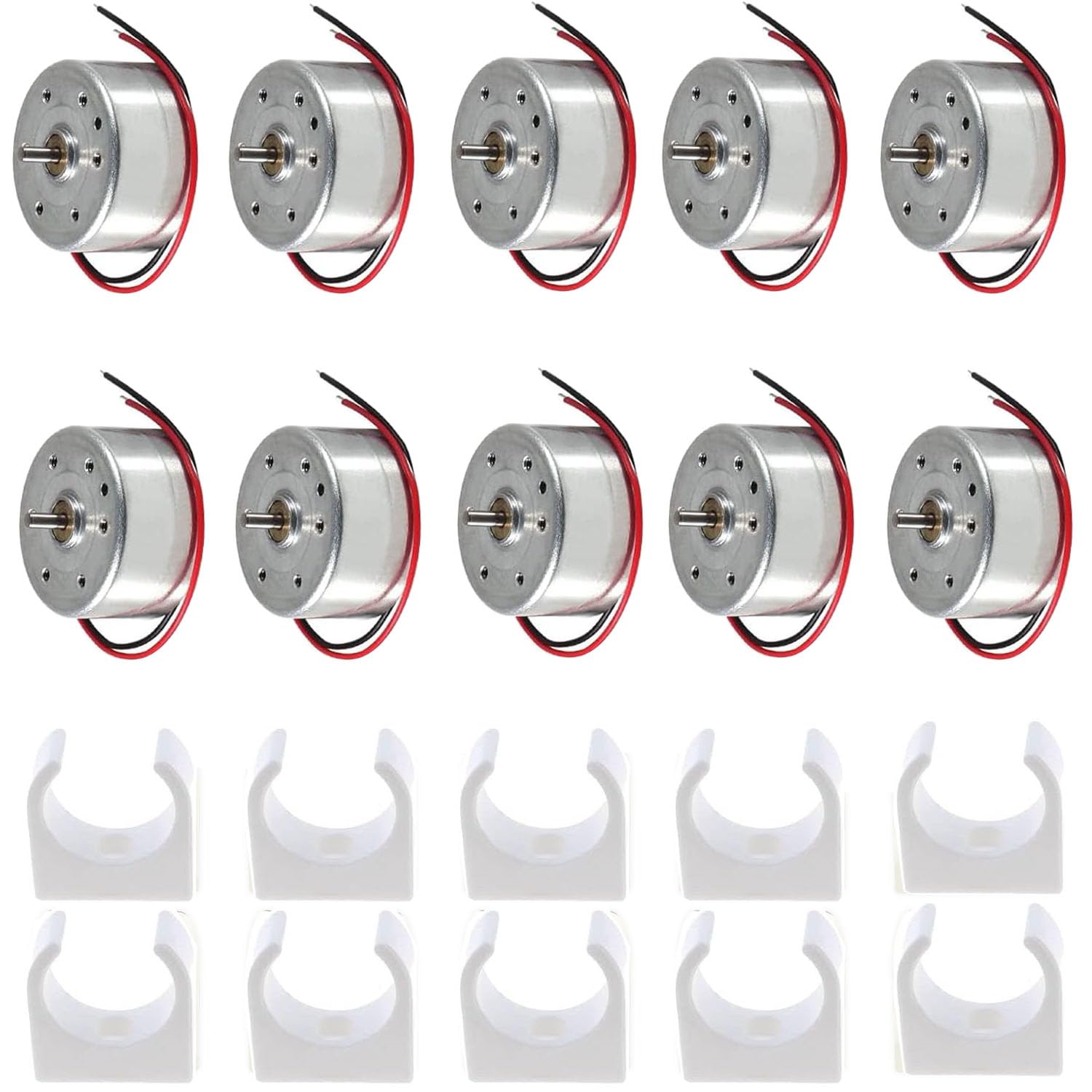 RUNCCI-YUN 10Pcs 1.5V-3V-6V-9V DC Motor, 0.08inch/ 2mm (Shaft Diameter) 6500RPM little motor with Mounting Bracket for Toy Car Mini Fan DIY Model for Arduino