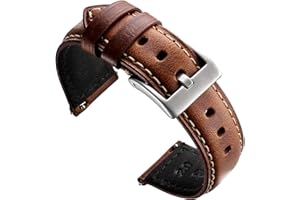 Zehior Leather Watch Bands Vintage Quick Release Replacement Top Grain Genuine Leather Watch Straps for Men Women 20mm, Brown