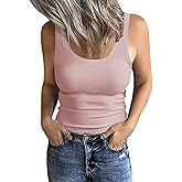 GEMBERA Women's Sleeveless Scoop Neck Ribbed Tank Tops Fitted Basic Cami Tee Shirts
