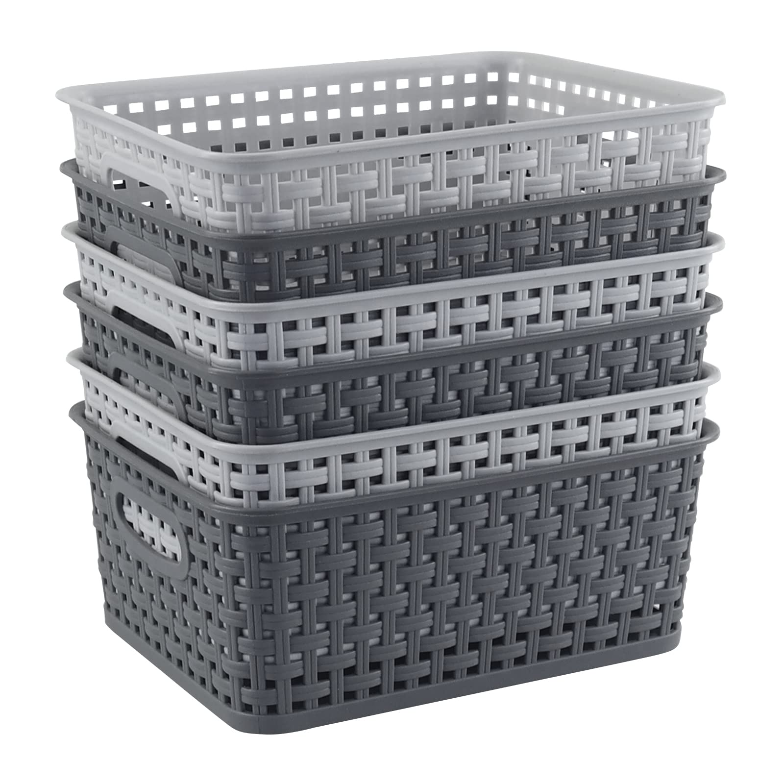 Bblina Pack of 6 Woven Basket, Plastic Small Storage Basket