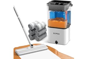 BOMIDI Mop and Bucket Set, Flat Microfiber Mops for Floor Cleaning, Wall Cleaner Mop and Bucket System with Wringer, Wet and Dry Use