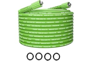 POHIR Pressue Washer Hose 25ft Quick Connect M22 Fittings, 4000 PSI Pressure Power Washer Hose Replacement, Electric Kink Free Hose