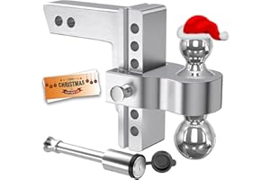 CROSSHIP Adjustable Trailer Hitch Ball Mount-Fit 2" Receiver, 6 Inch Drop/Rise Aluminum Drop Hitch with 2'' & 2-5/16'' Solid Dual Balls 12,500 LBS GTW-Tow Hitch for Heavy Duty Truck with Double Locks