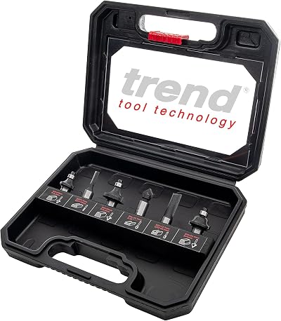 Trend 6 Piece Router Bit Starter Set 1/4 Inch Shank Tungsten Carbide TC