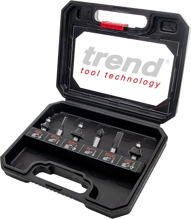Trend 6 Piece Router Bit Starter Set 1/4 Inch Shank Tungsten Carbide TC
