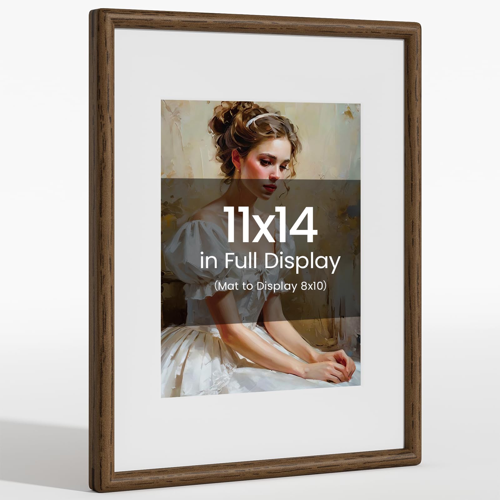 Photo 1 of 11x14 Picture Frame Natural Walnut Wood From CA-USA with Real Tempered Glass, Handcrafted 11 x 14 Diploma Frame Matted to 8x10 Photo,Certificate,Degree,Graduation Picture Display on Wall Decor