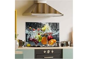 ROGGMARD Tempered Glass Kitchen Backsplash, Stove Back Cover, Stove Splashback, Cutting Board, Kitchen Decor Tile, Home Wall Decor (39x27’’)
