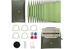 4-inch Knitting Needles Set, 13 Pairs Interchangeable Circular Knitting Needles Set Aluminum US Sizes 2.5, 3, 4, 5, 6, 7, 8, 