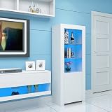 Panana High Gloss Tall Display Cabinet White with Blue LED Lights 160cm view 6