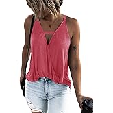 Hilltichu Women's Choker V-Neck Wrap Tank Tops
